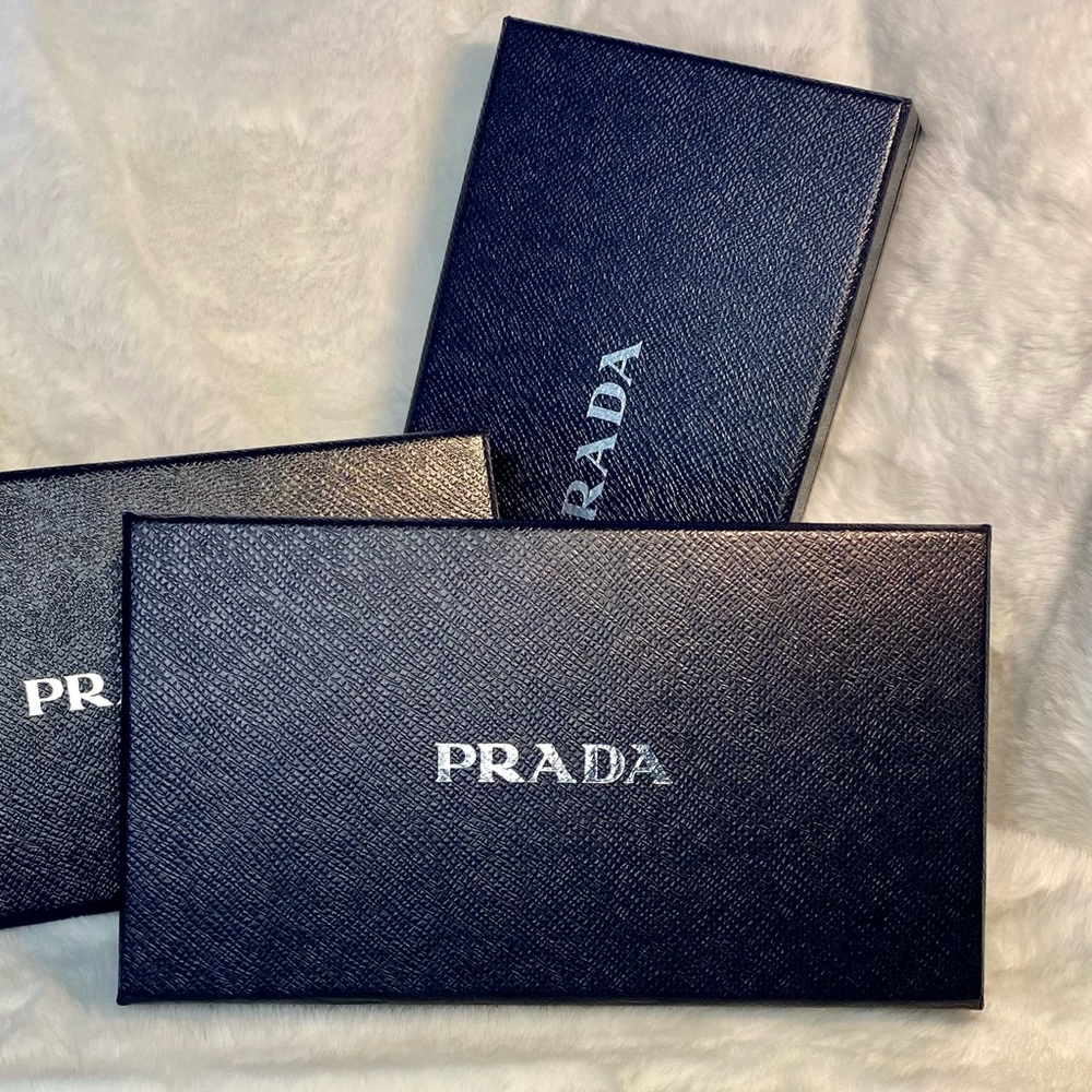 PRADA Cammeo Saffiano Metal Leather Long Continental Wallet taupe minimalist - Picture 11 of 13